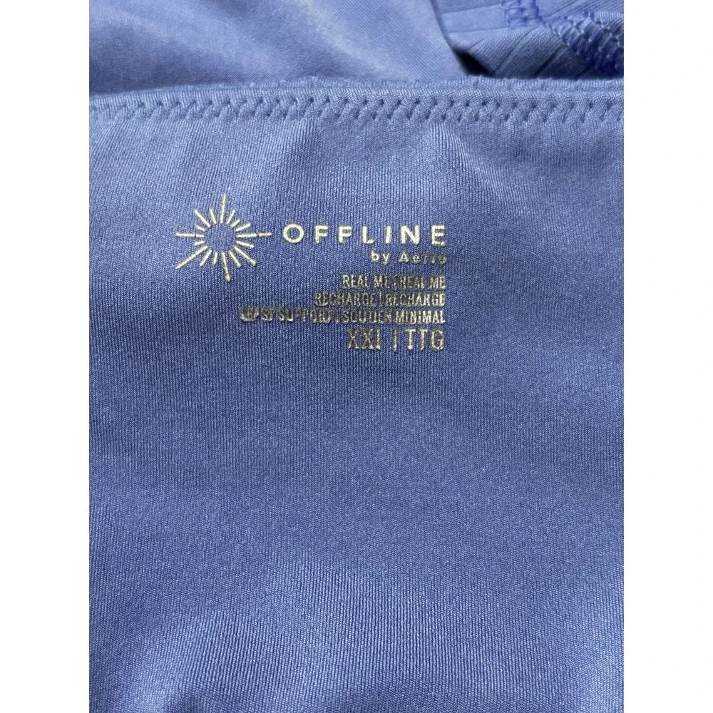 OFFLINE by Aerie Real Me Recharge Sports Bra XXL Blue Ribbed Low Support - Picture 4 of 5